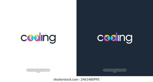 Colorful coding logo design template. Modern word mark colorful logo vector illustration.