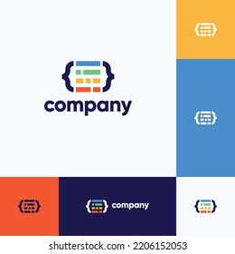 logotipo de codificación colorida, logotipo de tecnología