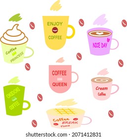 Colorful coffee cup and coffee time 