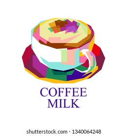 Colorful coffee milk logo. Abstract vector illustration