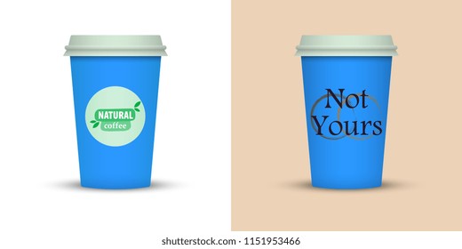 colorful coffee in plastic cup with text