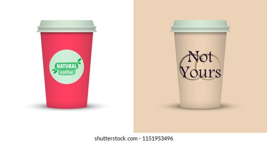 colorful coffee in plastic cup with text