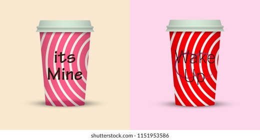 colorful coffee in plastic cup with text