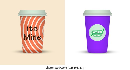 colorful coffee in plastic cup with text