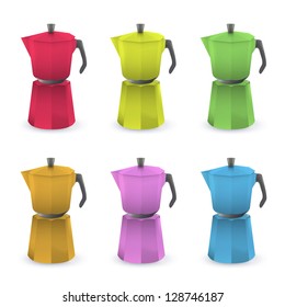 Colorful coffee pot. Vector design