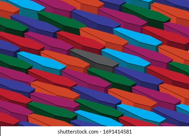 Colorful coffins background. vector illustration.