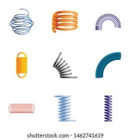 Colorful coil icon set. Cartoon set of 9 colorful coil vector icons for web design isolated on white background