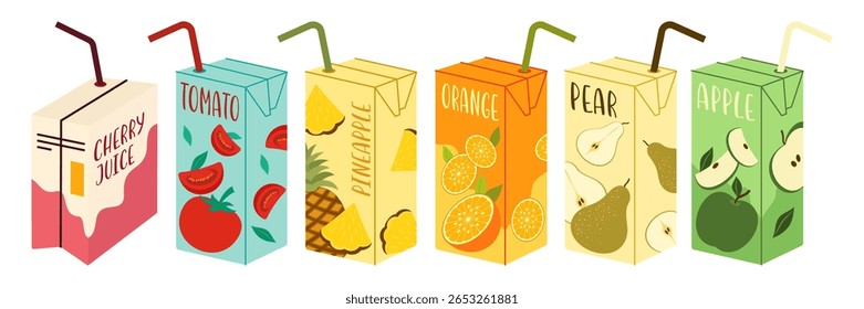 Ilustrações De Bebida Fria Coloridas Em Garrafas, Latas E Caixas De Cartão