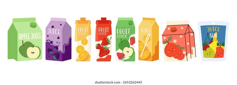 Ilustrações De Bebida Fria Coloridas Em Garrafas, Latas E Caixas De Cartão