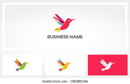 Colorful Colibri Bird Flying Logo