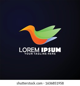 colorful colibri bird logo. vector logo