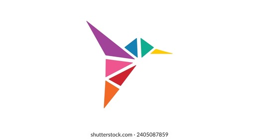 vector de diseño de logotipo de colibri colorido