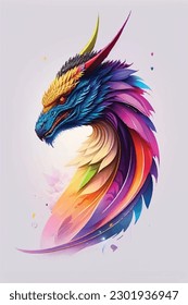 colorful collage dragon creative gradient vector illustration