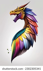 colorful collage dragon rainbow art space vector illustration