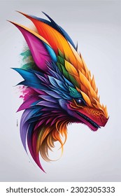 colorful collage dragon rainbow concept gradient style illustration