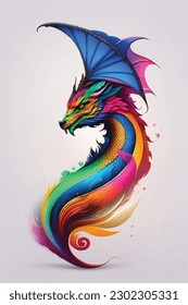 colorful collage dragon rainbow modern creative gradient vector illustration