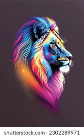 colorful collage lion rainbow concept gradient style illustration