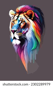 colorful collage rainbow lion blurry creative gradient vector illustration