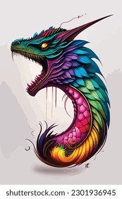 colorful collage texture of dragon vector illustration