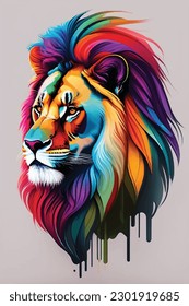 colorful collage texture of lion vector illustration
