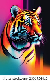 colorful collage texture of tiger vector illustration