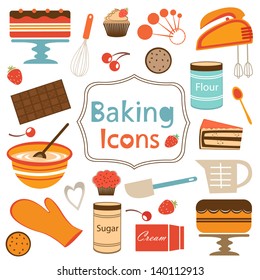 Colorful collection of baking items. Vector illustration