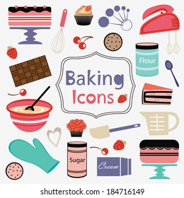 Colorful collection of baking items. Vector illustration