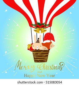 Colorful collection for banners,Flyers,Placards with balloon,rabbit,fox and bell