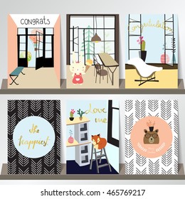 Colorful collection for banners,Flyers,Placards with fox,rabbit,custus,balloon and bear