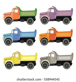 Colorful collection of children's trucks