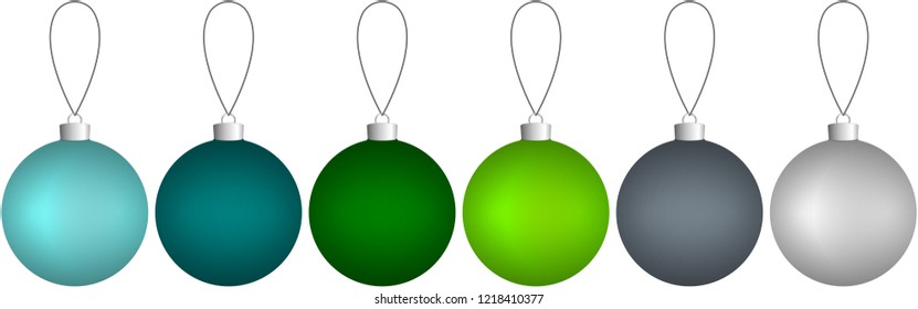 Colorful collection of Christmas balls on the thread. Vector EPS 10
