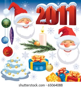 Colorful collection of Christmas decoration design elements