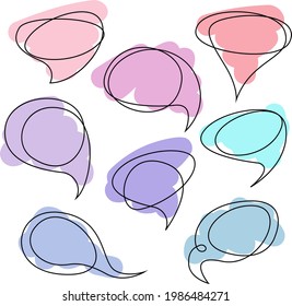 Una colorida colección de burbujas de palabras al estilo de los garabatos cómicos. Ilustración vectorial.