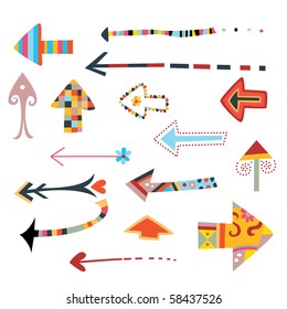 Colorful collection of decorative arrows.