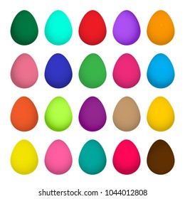 Colorful collection of Easter eggs, isolated on white background. Vector illustration