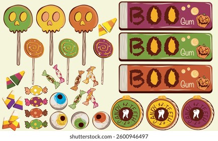 Colorful Collection of Halloween Themed Candy and Treat Designs