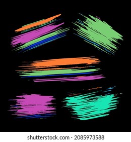 Colorful Collection Of Hand Drawn Distress Brushes. Purple Grunge Brushes. Orange Brush Graffiti. Green Watercolor Drawing. Distress Wallpaper. Dirty Art Painting. Grunge Brushes. 