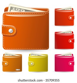 colorful collection of leather wallets