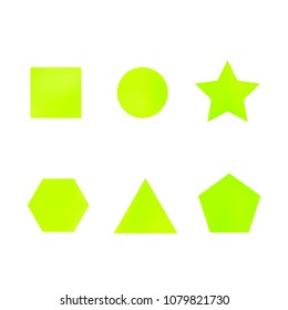 Colorful collection set of soft mesh facet gradient logo designs or web elements. Hexagonal, triangular, pentagonal, round, triangular and star gradient stylish shapes. Geometric logotype.