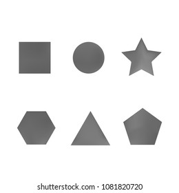 Colorful collection set of soft mesh facet gradient logo designs or web elements. Hexagonal, triangular, pentagonal, round, triangular and star gradient stylish shapes. Geometric logotype.