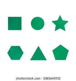Colorful collection set of soft mesh facet gradient logo designs or web elements. Hexagonal, triangular, pentagonal, round, triangular and star gradient stylish shapes. Geometric logotype.