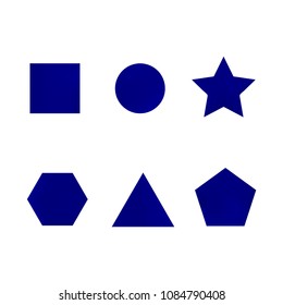 Colorful collection set of soft mesh facet gradient logo designs or web elements. Hexagonal, triangular, pentagonal, round, triangular and star gradient stylish shapes. Geometric logotype.