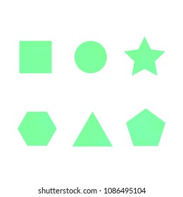 Colorful collection set of soft mesh facet gradient logo designs or web elements. Hexagonal, triangular, pentagonal, round, triangular and star gradient stylish shapes. Geometric logotype.