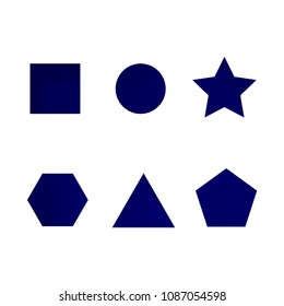 Colorful collection set of soft mesh facet gradient logo designs or web elements. Hexagonal, triangular, pentagonal, round, triangular and star gradient stylish shapes. Geometric logotype.