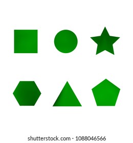 Colorful collection set of soft mesh facet gradient logo designs or web elements. Hexagonal, triangular, pentagonal, round, triangular and star gradient stylish shapes. Geometric logotype.