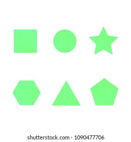 Colorful collection set of soft mesh facet gradient logo designs or web elements. Hexagonal, triangular, pentagonal, round, triangular and star gradient stylish shapes. Geometric logotype.
