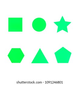 Colorful collection set of soft mesh facet gradient logo designs or web elements. Hexagonal, triangular, pentagonal, round, triangular and star gradient stylish shapes. 