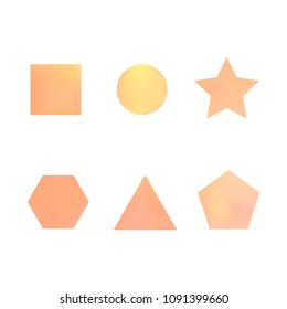 Colorful collection set of soft mesh facet gradient logo designs or web elements. Hexagonal, triangular, pentagonal, round, triangular and star gradient stylish shapes. 