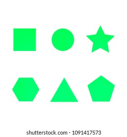 Colorful collection set of soft mesh facet gradient logo designs or web elements. Hexagonal, triangular, pentagonal, round, triangular and star gradient stylish shapes. 
