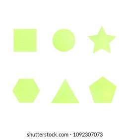 Colorful collection set of soft mesh facet gradient logo designs or web elements. Hexagonal, triangular, pentagonal, round, triangular and star gradient stylish shapes. Geometric logotype.